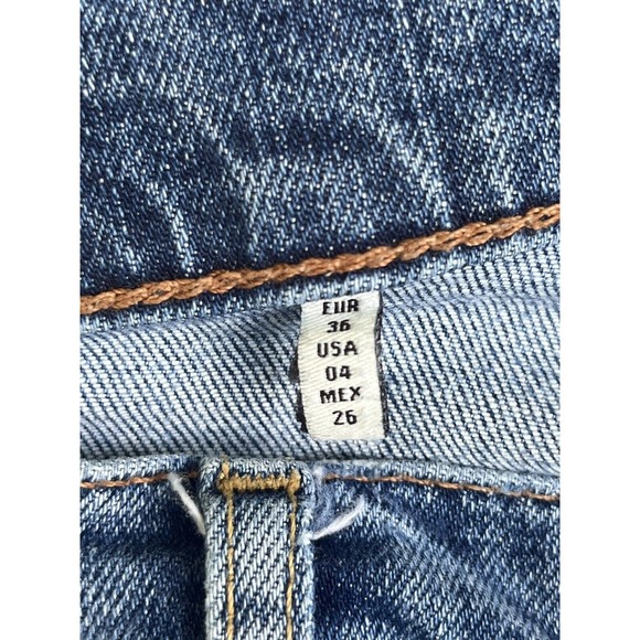 Zara Jeans Womens 4 Distressed Denim Jeans Medium Rise Relaxed Fit Straight Leg - Picture 11 of 16